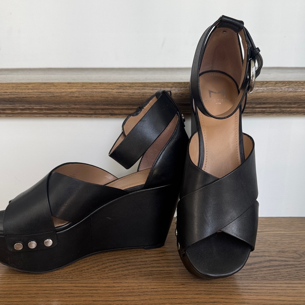 Marc Fisher Black Wedge Sandals